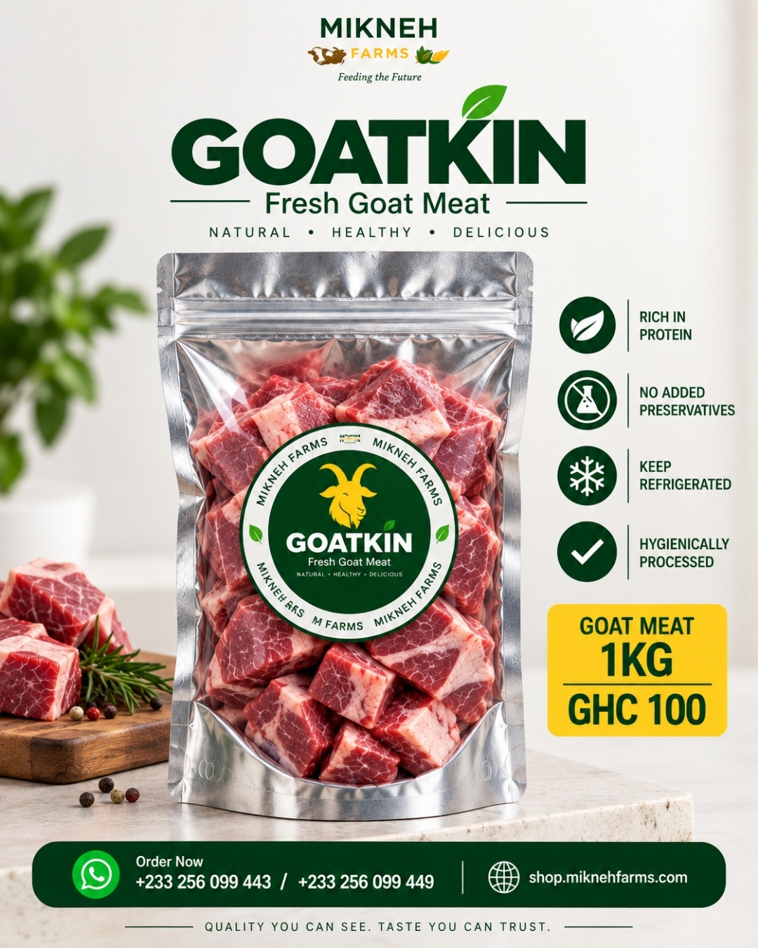 Goatkin fresh goat meat 1 kg flyer